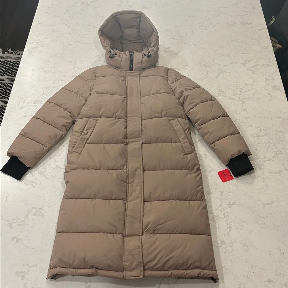 London Fog Women's Removable‎ Hood Ulta Long Puffer Coat - Latte